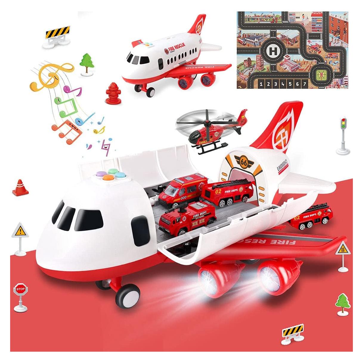 Juguete de avión Dwi Dowellin con coches y tapete 39x56cm