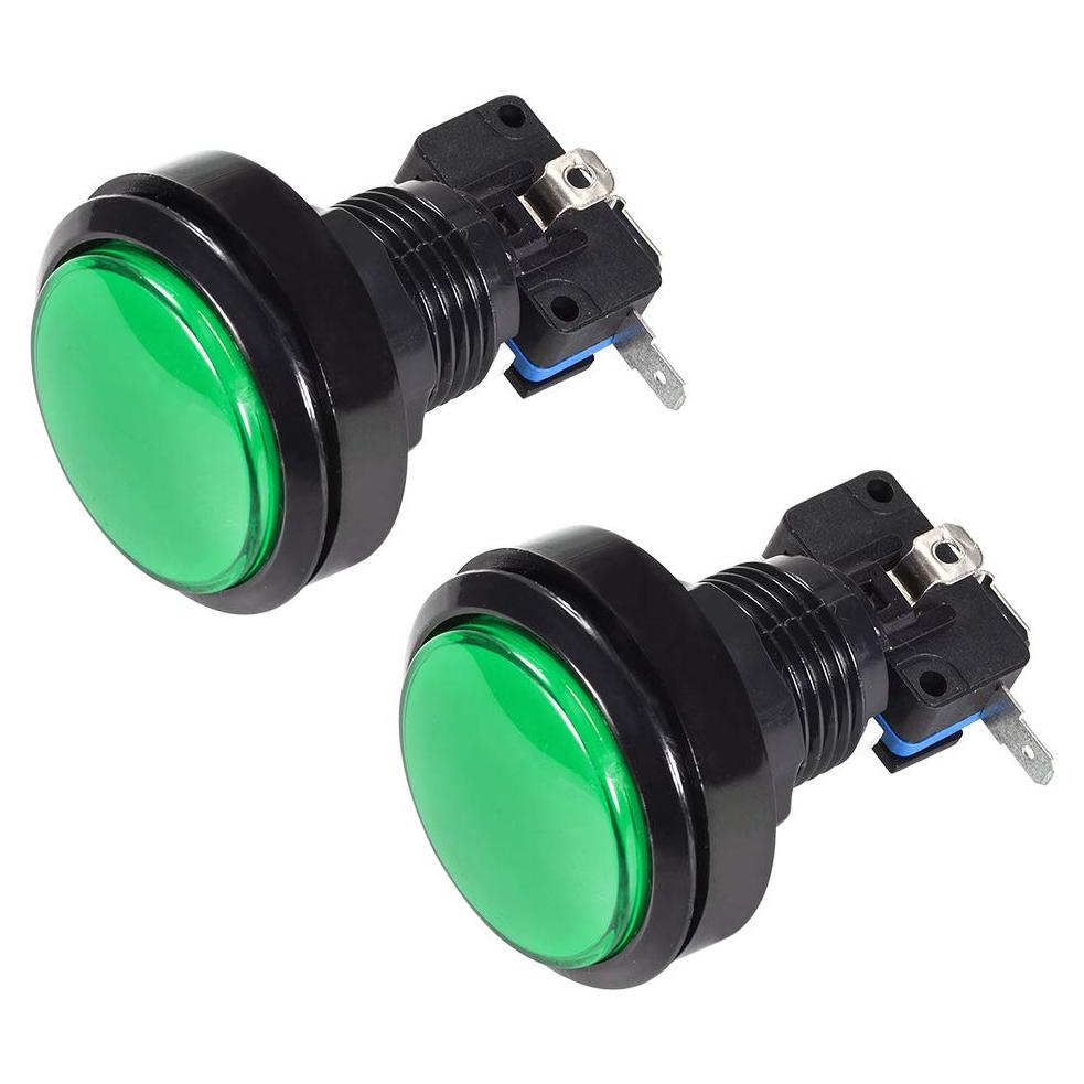 Botón de Juego Iluminado LED Verde uxcell 46mm 12V - 2 Pcs