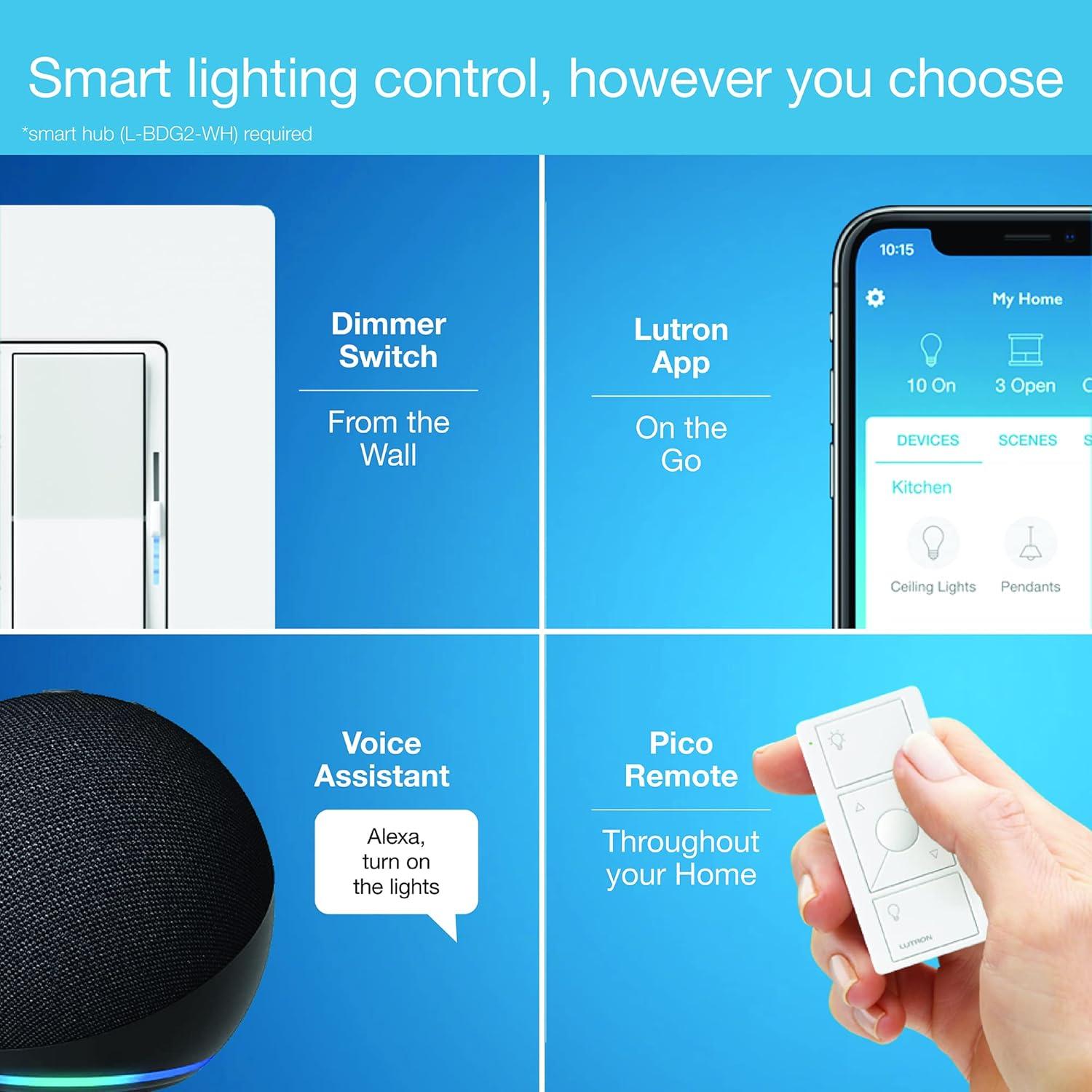 Interruptor Regulador Inteligente Lutron Diva Blanco - Paquete de 3