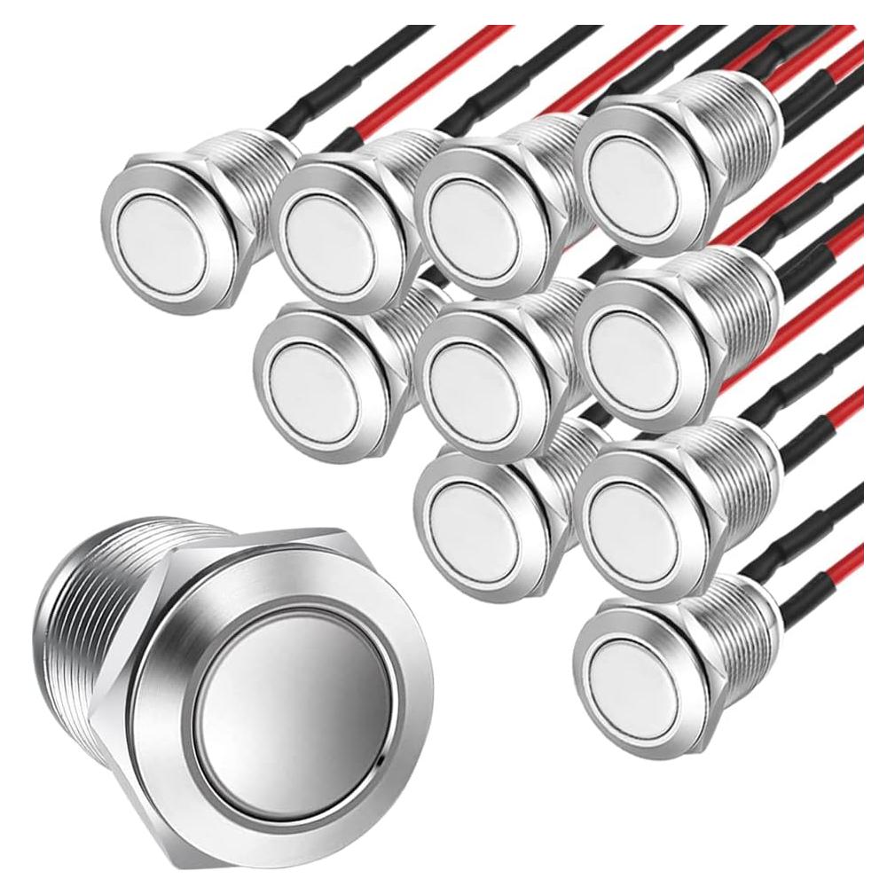 10pcs Interruptor Momentáneo Metálico Gebildet 12mm IP67