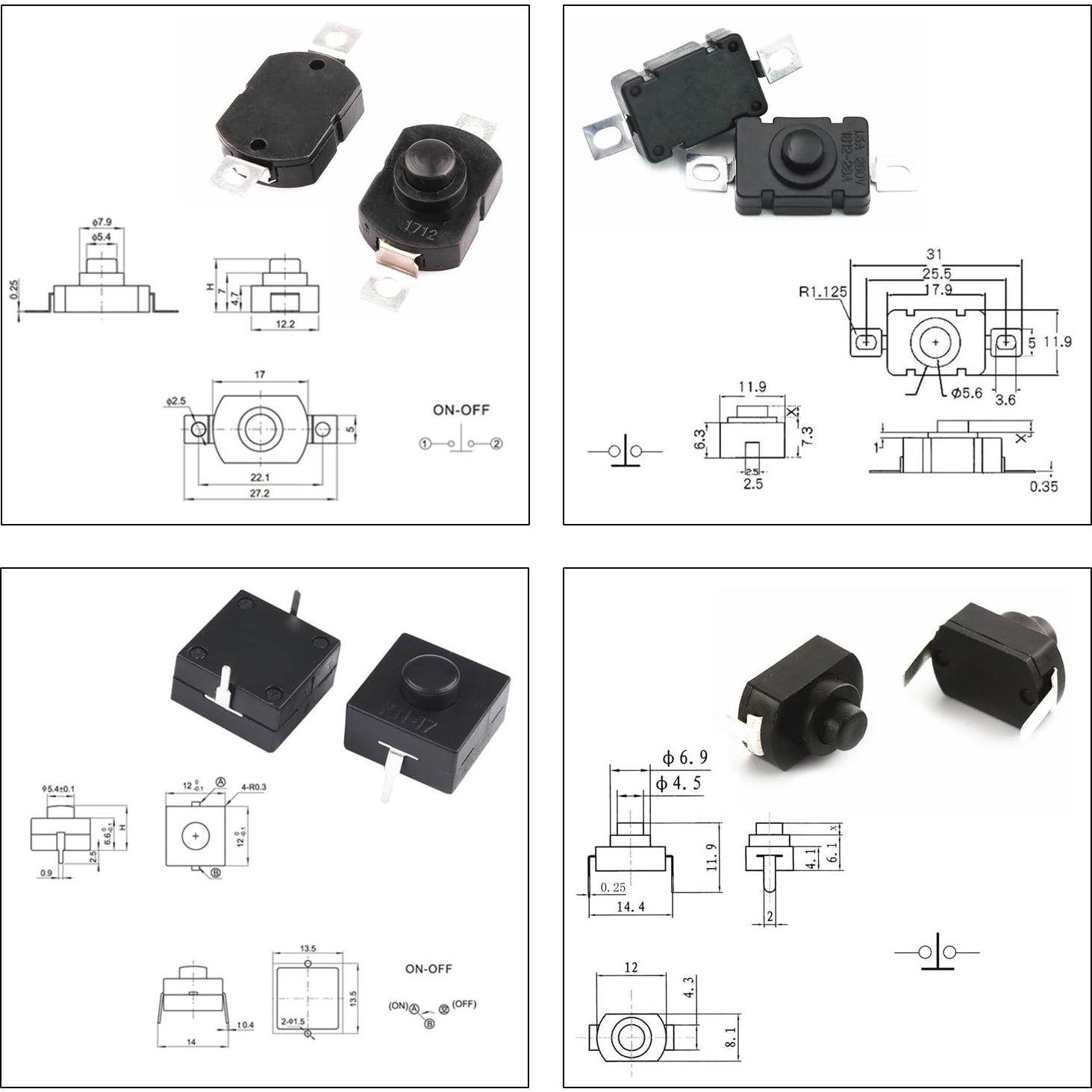 Kit de Interruptores de Botón de Presión Kidisoii 54pcs