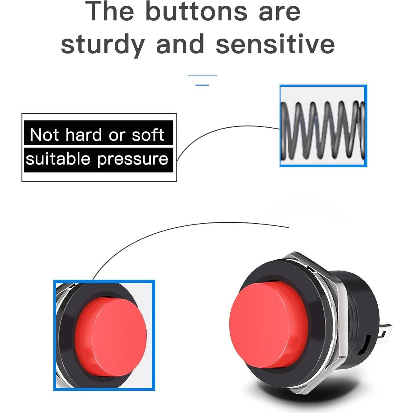 Interruptor Momentáneo QIYANGBRO 16mm ON/OFF 24PCS Colores