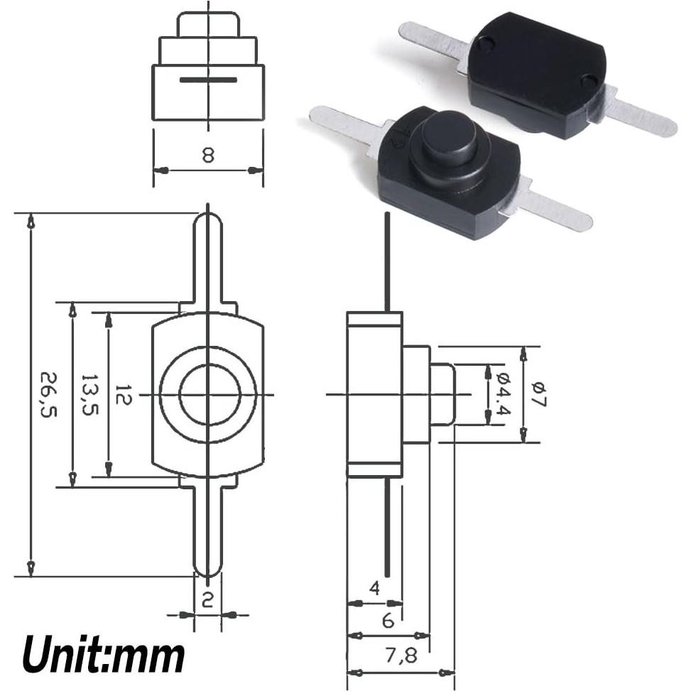 30 Interruptores de Botón Pulsador Micro OURUI 12x8mm On Off