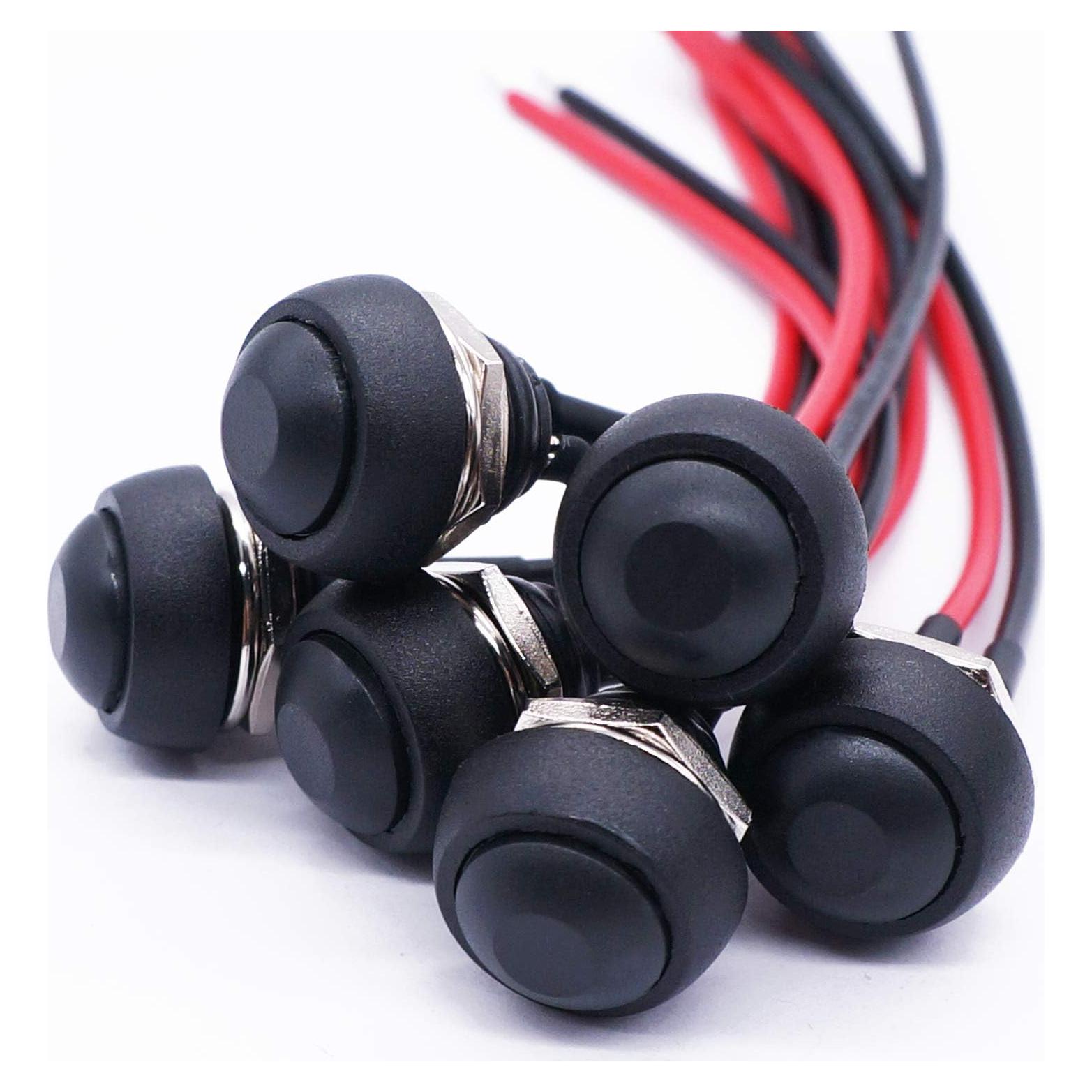 Interruptor Momentáneo Twidec 12mm 6 Unidades Negro IP54