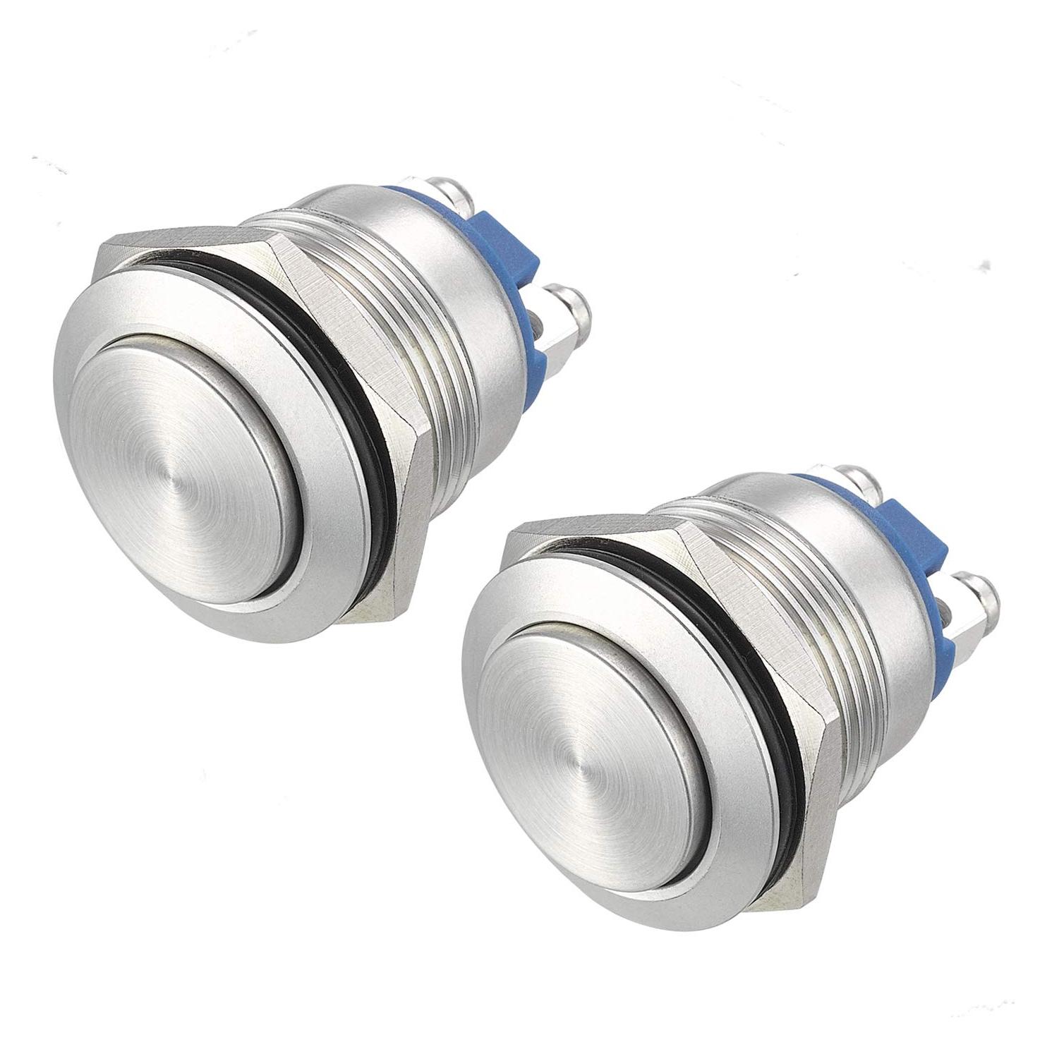 Interruptor Momentáneo Alto Redondo APIELE 19mm Acero Inoxidable IP65