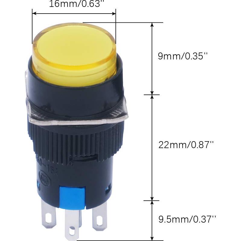 Interruptor Momentáneo LED 16mm mxuteuk 12V 5 Colores