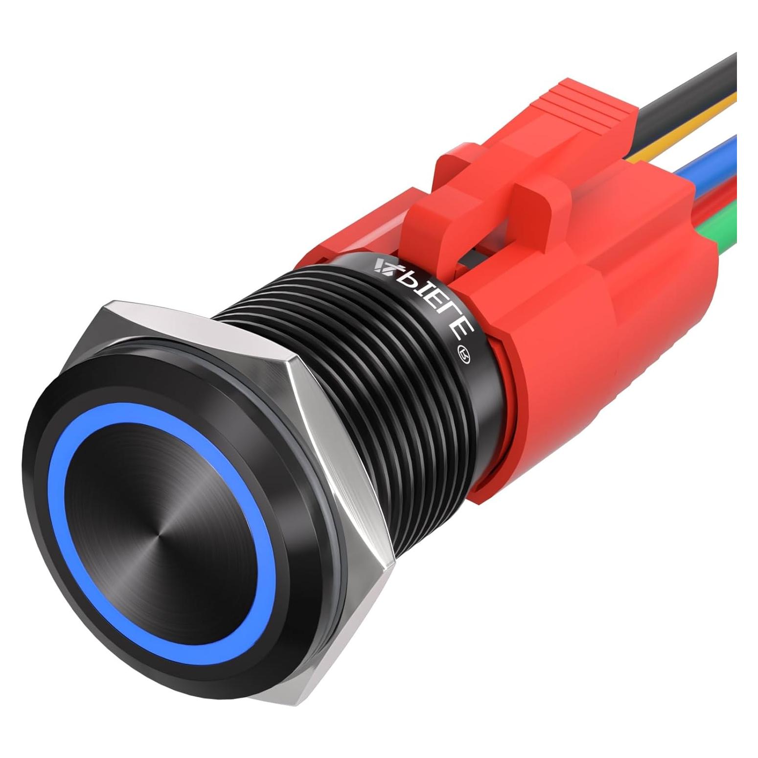 Interruptor de Botón Momentáneo APIELE 16mm LED Azul IP65