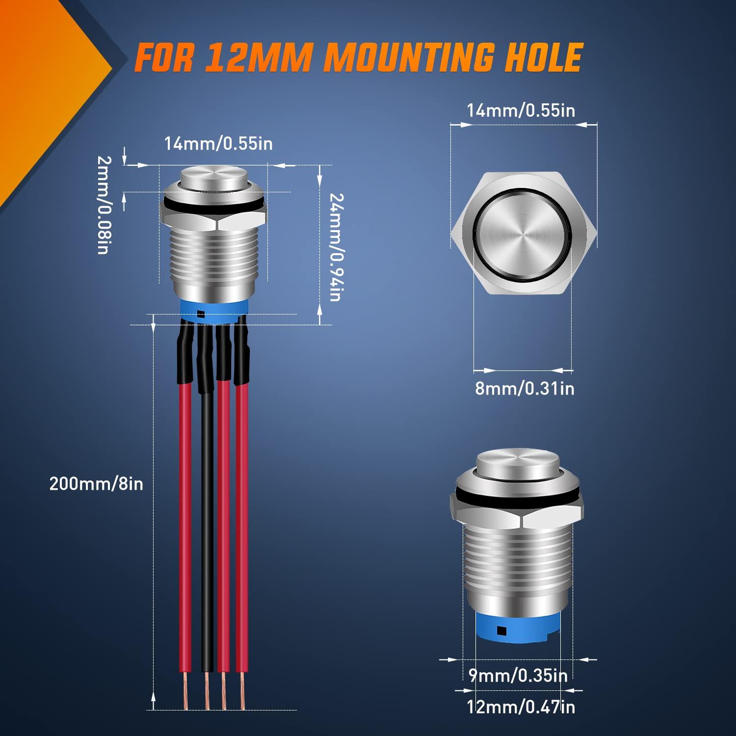 Interruptor de Botón Nilight 12mm 5PCS LED Impermeable