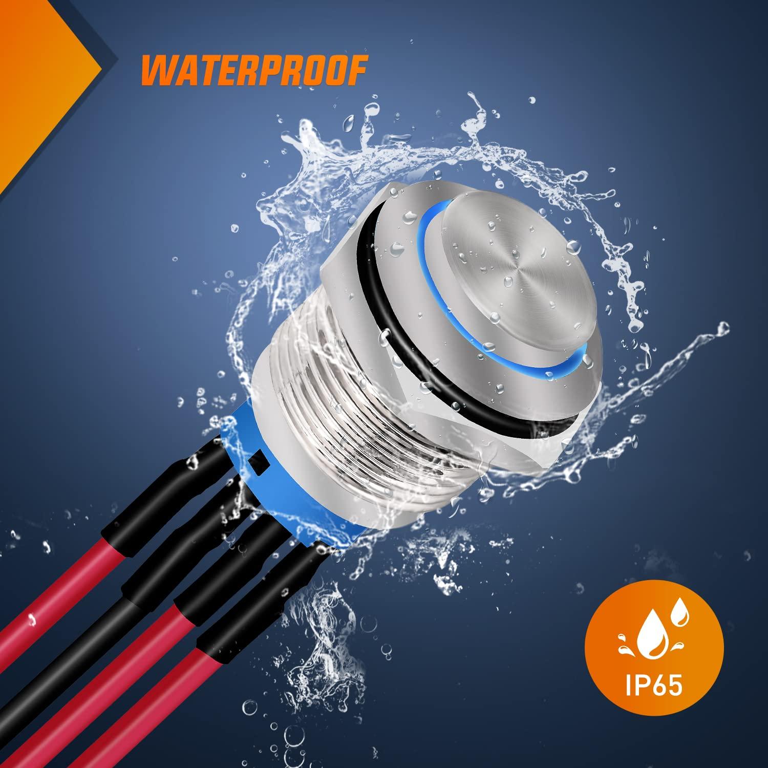 Interruptor de Botón Nilight 12mm 5PCS LED Impermeable