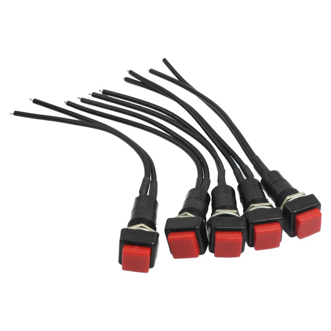 Interruptor de Botón Pulsador Cableado uxcell 10mm NO AC 250V 3A