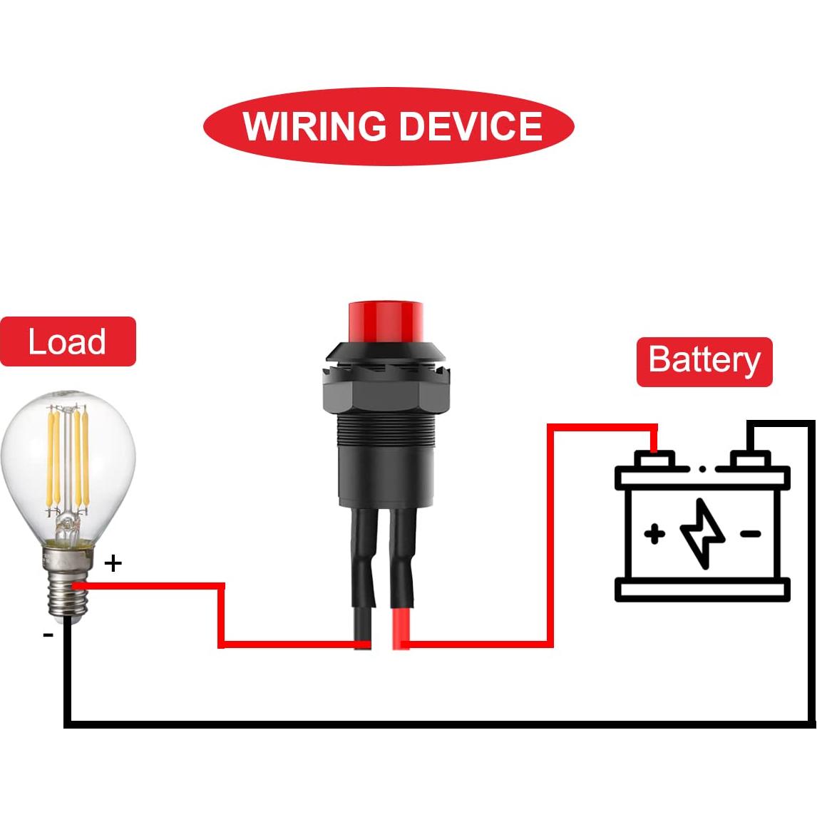 Interruptor de Botón Pulsador Mini Auto-bloqueo 12mm 18 Piezas