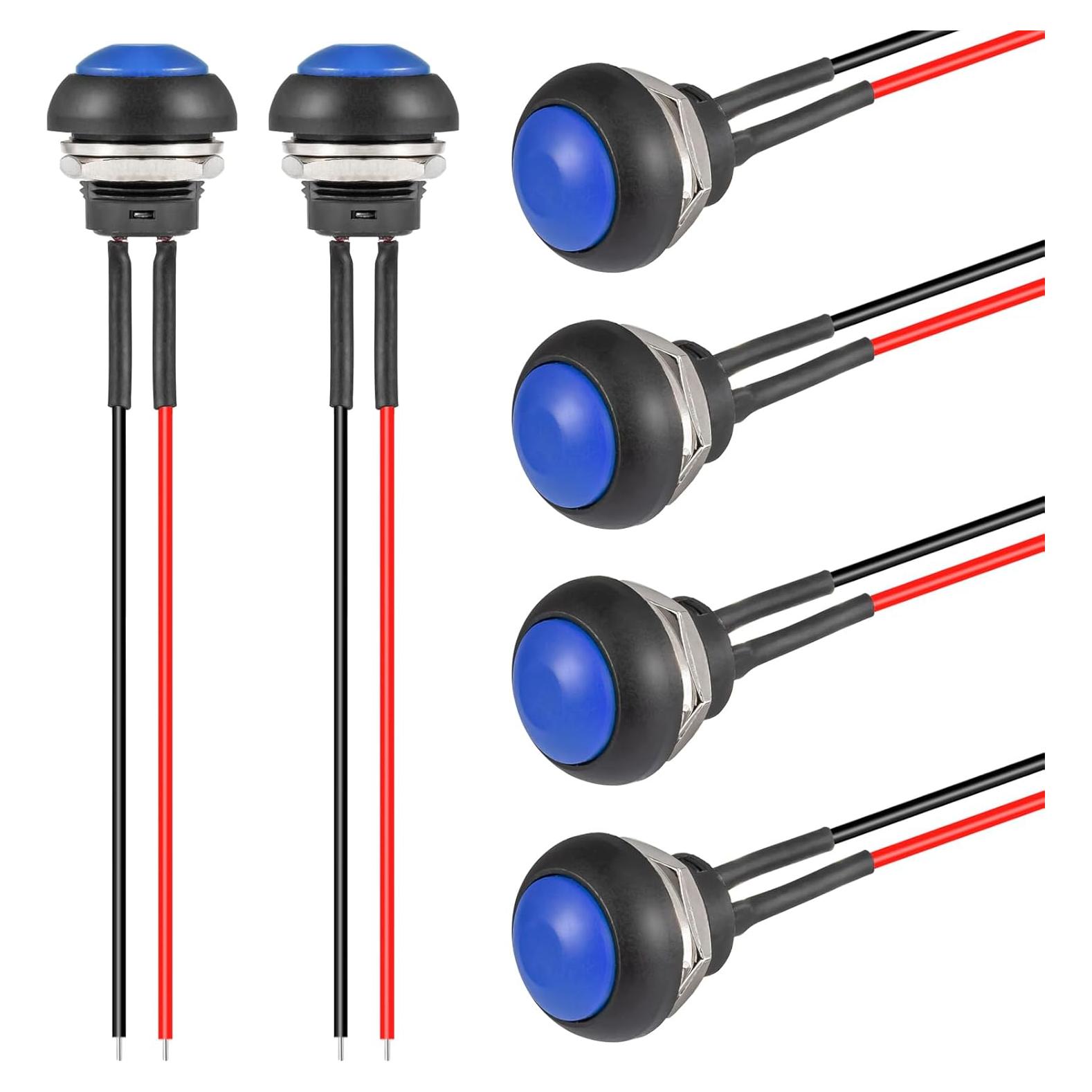 Interruptor Momentáneo a Prueba de Agua VEXUNGA 12MM Azul 6Pcs