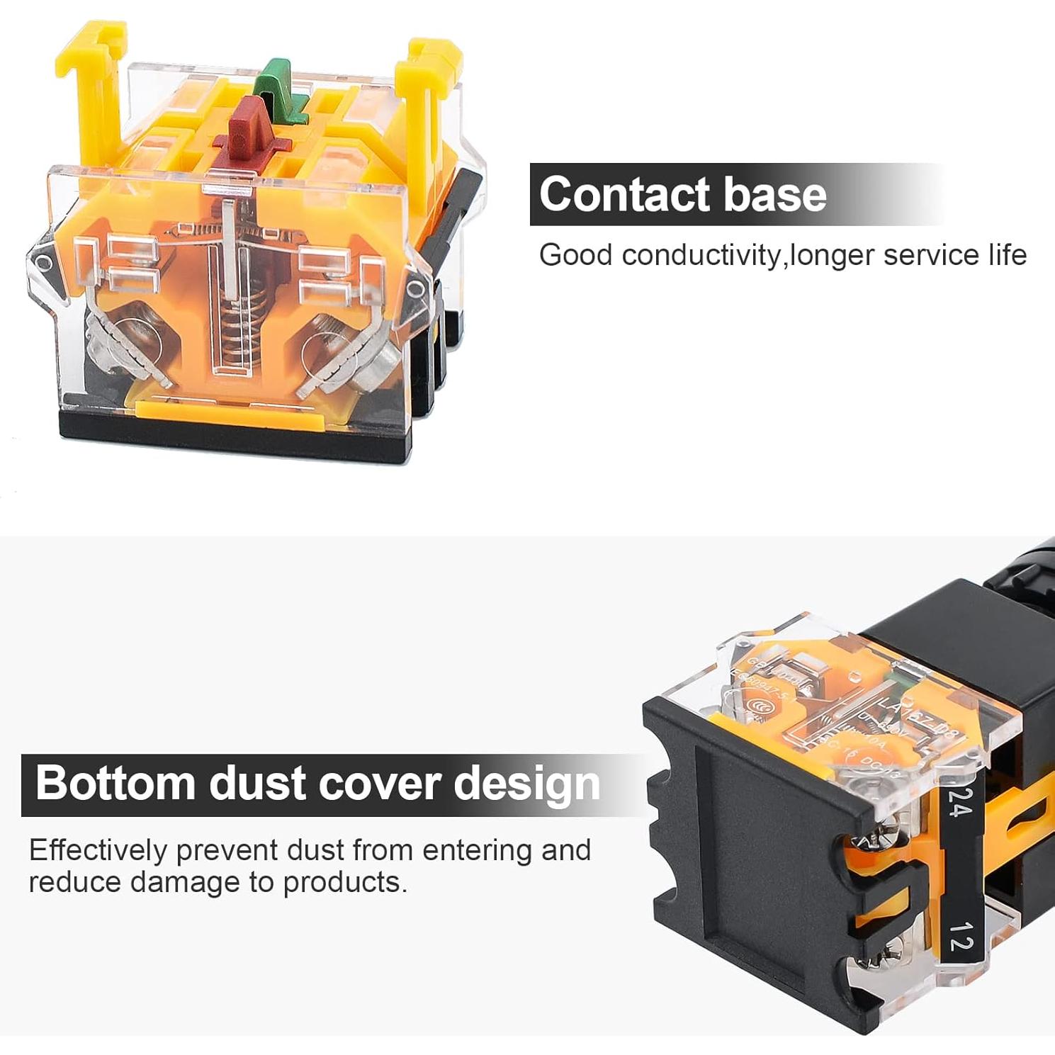 Interruptor Momentáneo Rojo y Verde Minyu 1NO 1NC Auto-Reinicio