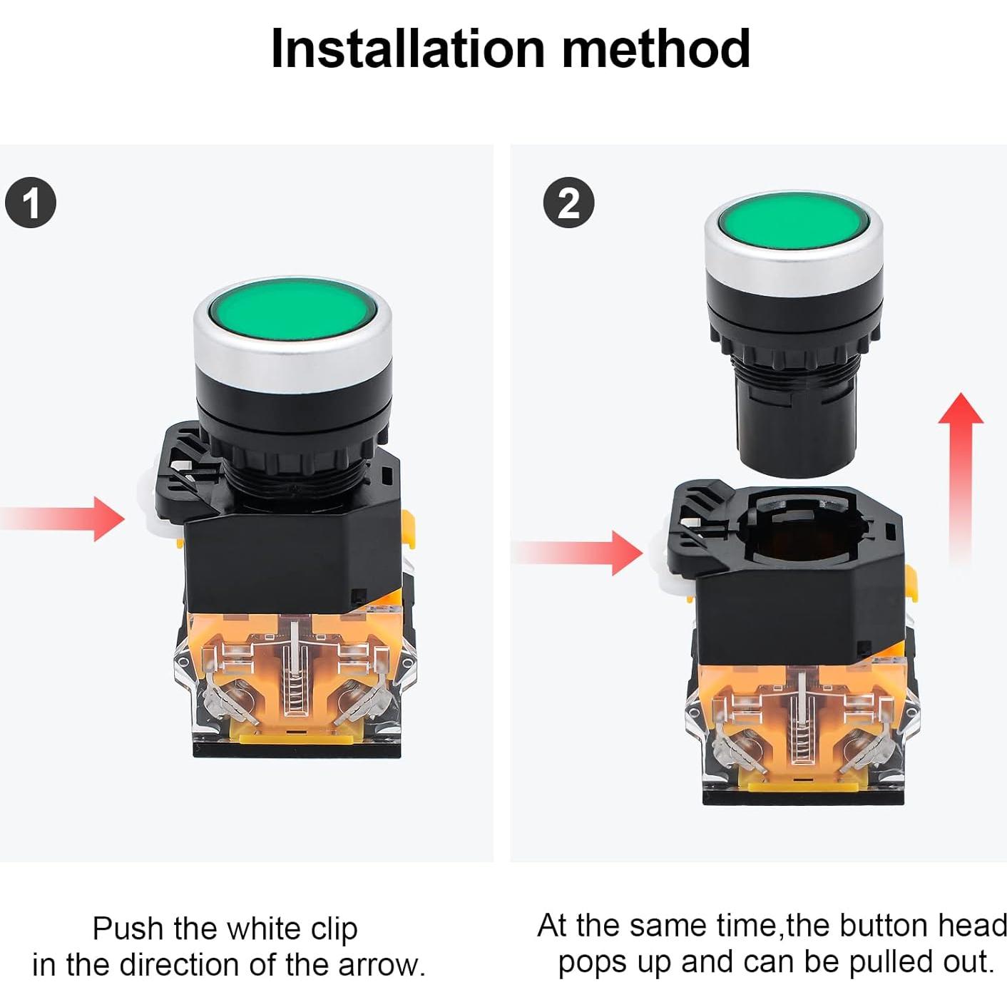 Interruptor Momentáneo Rojo y Verde Minyu 1NO 1NC Auto-Reinicio
