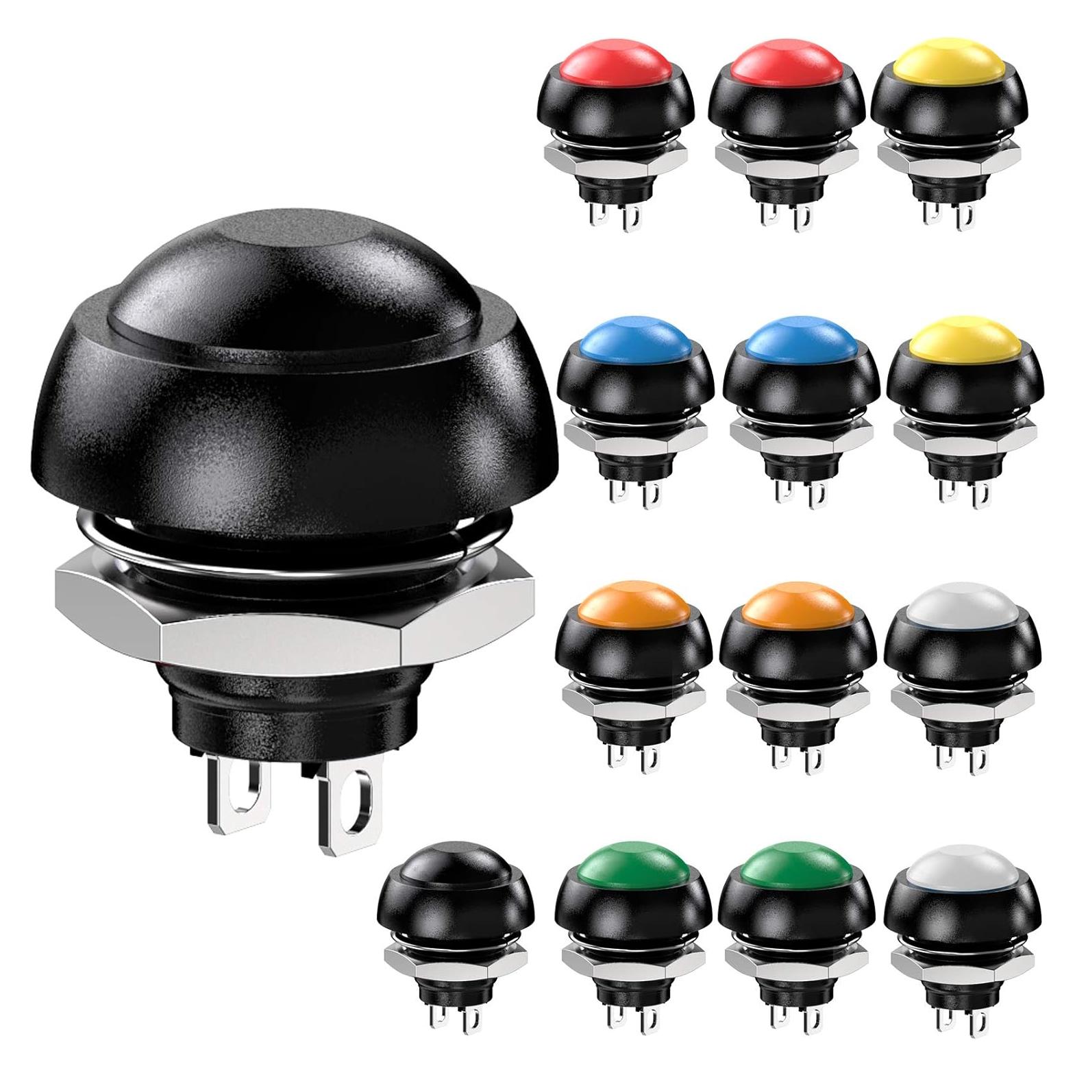 Interruptor de Botón Momentáneo Impermeable DIYhz 12mm 14 Colores