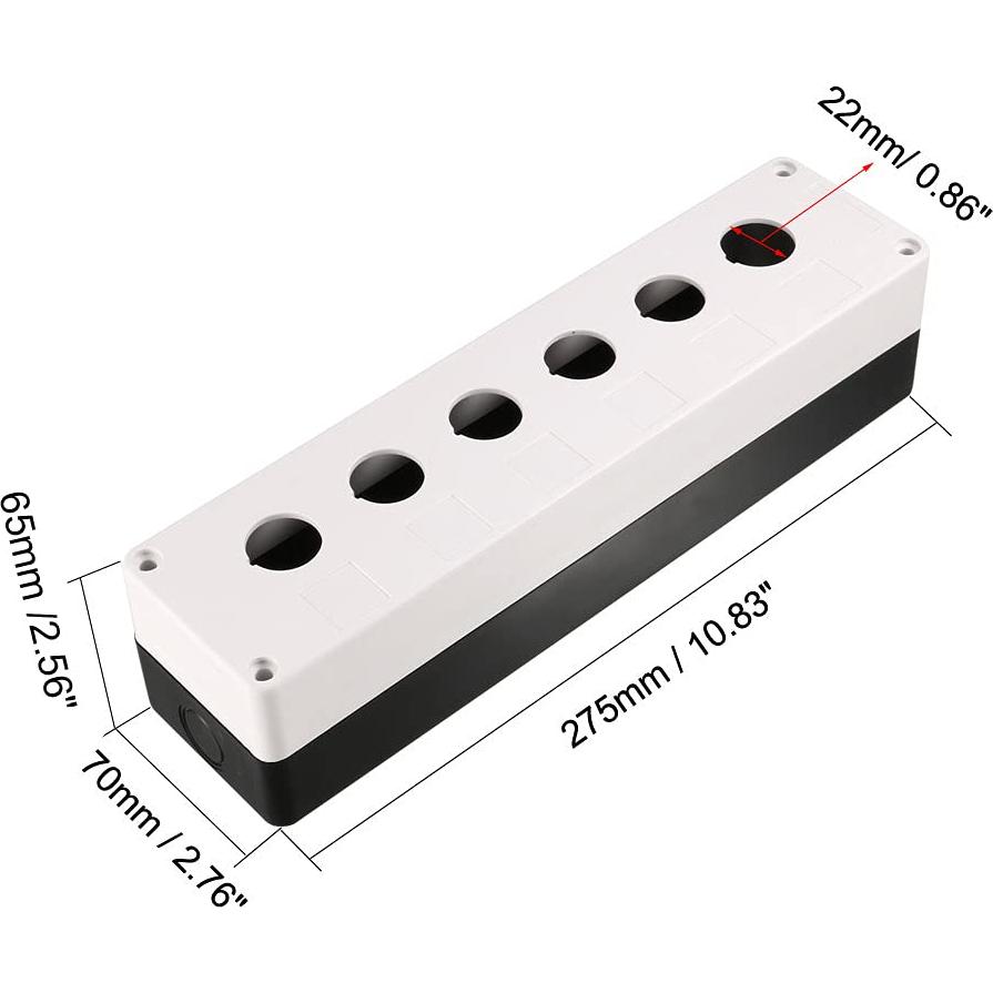 Caja de Estación de Botón Pulsador uxcell 22mm 6 Agujeros IP65
