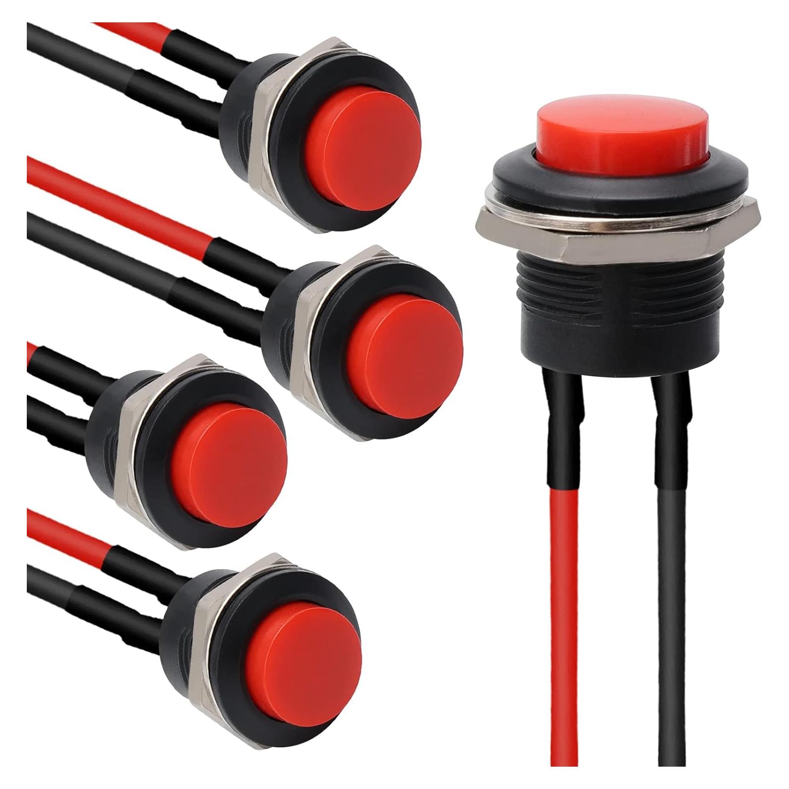 Interruptor de Botón Redondo STARELO R13-507 16mm Rojo 5Pcs