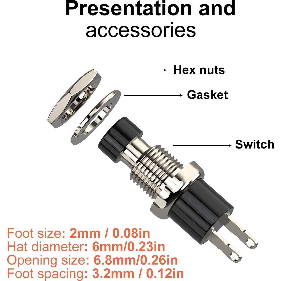 Interruptor de Botón Momentáneo DIYhz NC 1A 250V 10pcs