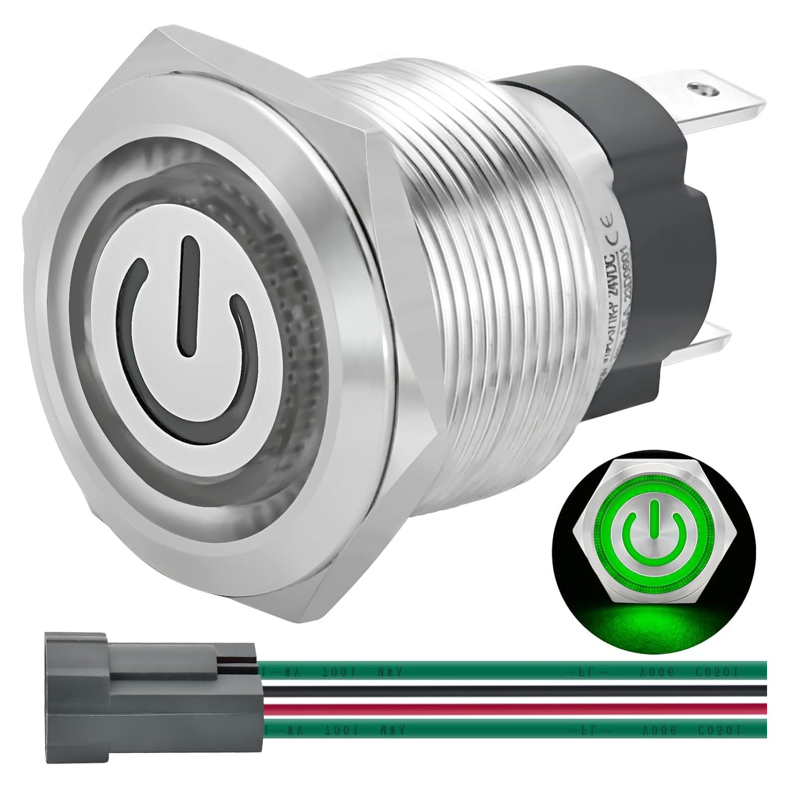 Interruptor de Botón de Presión 15A 19mm ZJWZJH ON/OFF LED