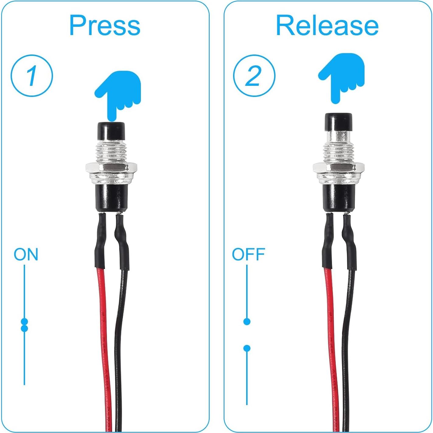 Interruptor de Botón Momentáneo 20pcs MELIFE 12V 7mm SPST