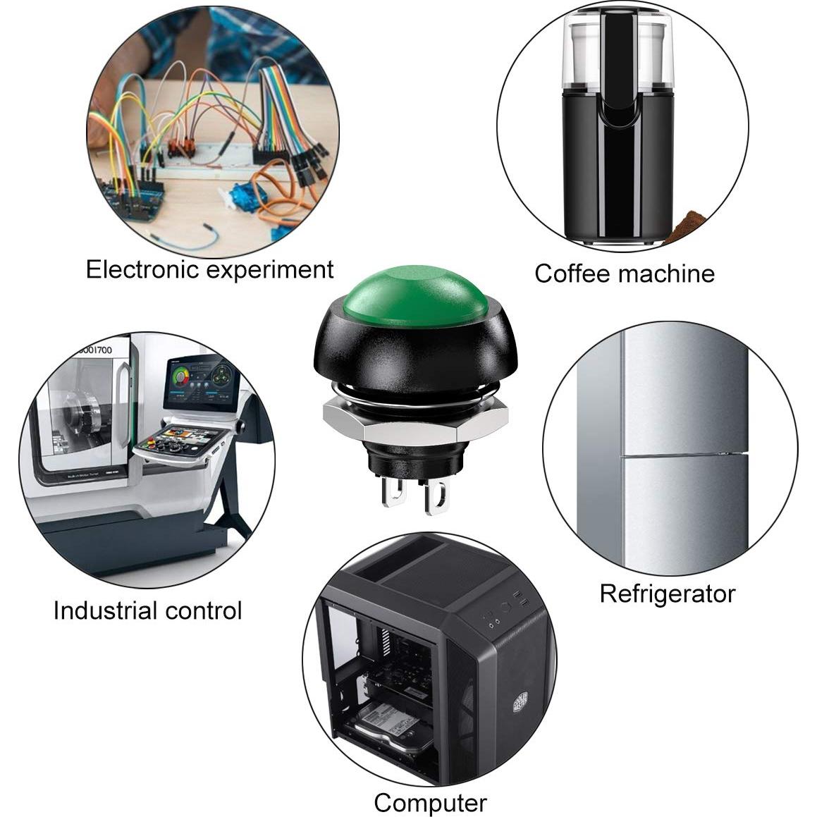 Interruptor de Botón Momentáneo Impermeable DIYhz 12mm 35 Pcs