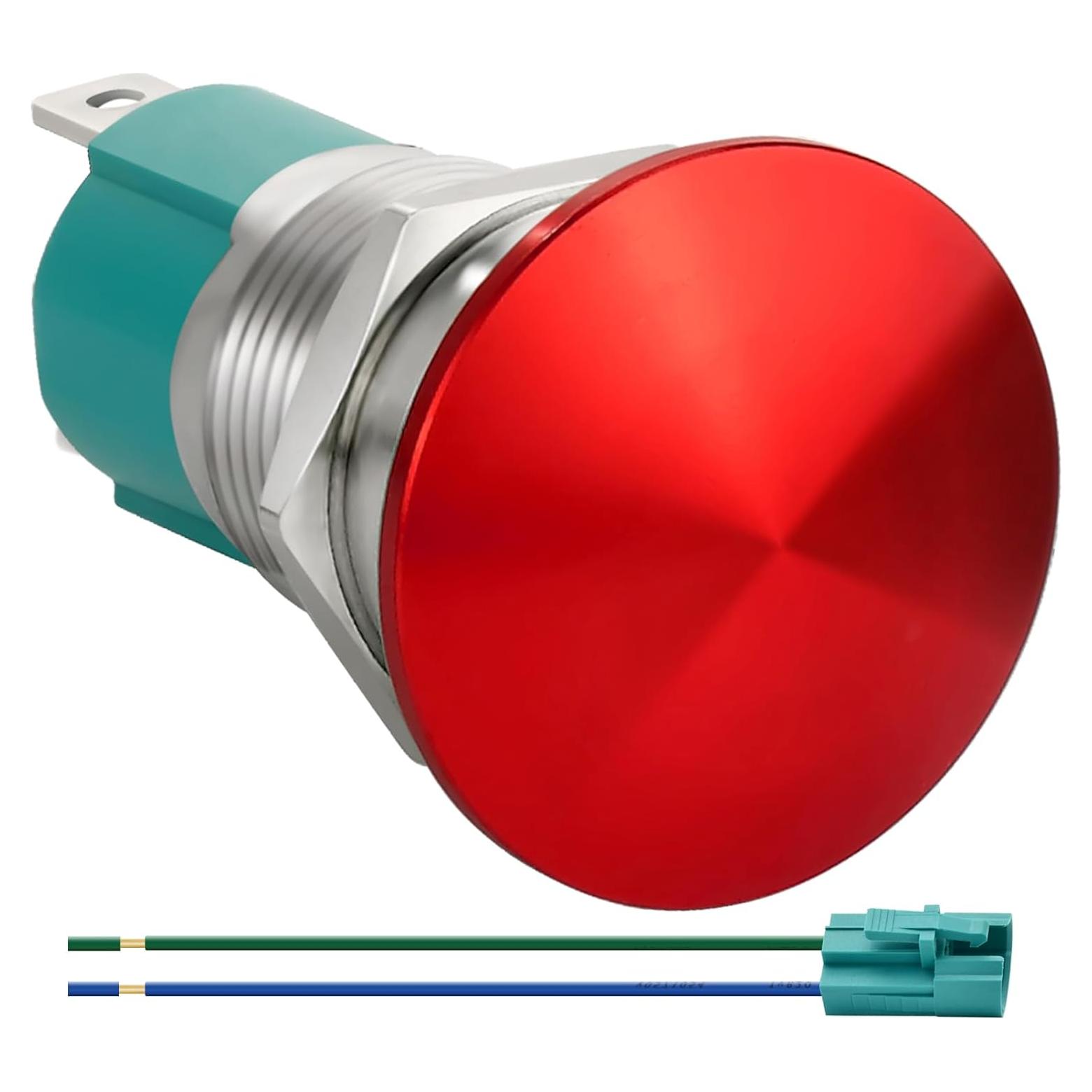 Interruptor pulsador 10A ZJWZJH 16mm Rojo a prueba de agua