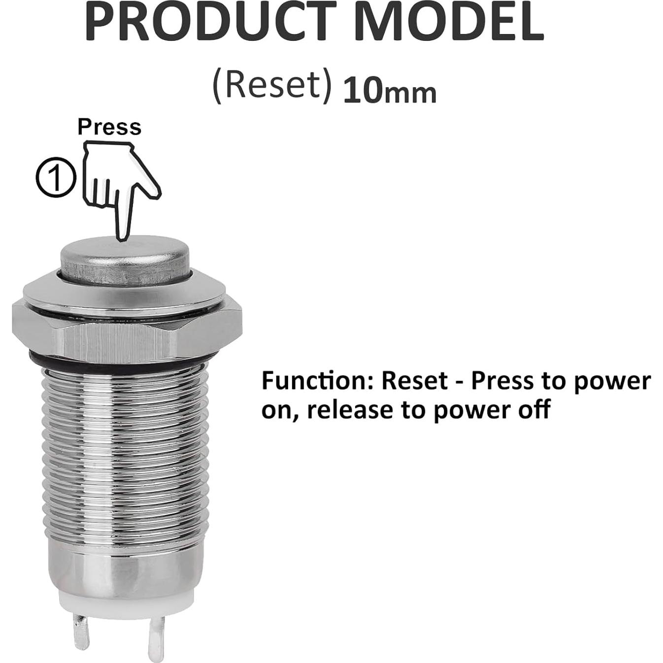 Interruptor a Prueba de Agua DIYhz GQ10H-10 10mm 220V 1A 3Pcs