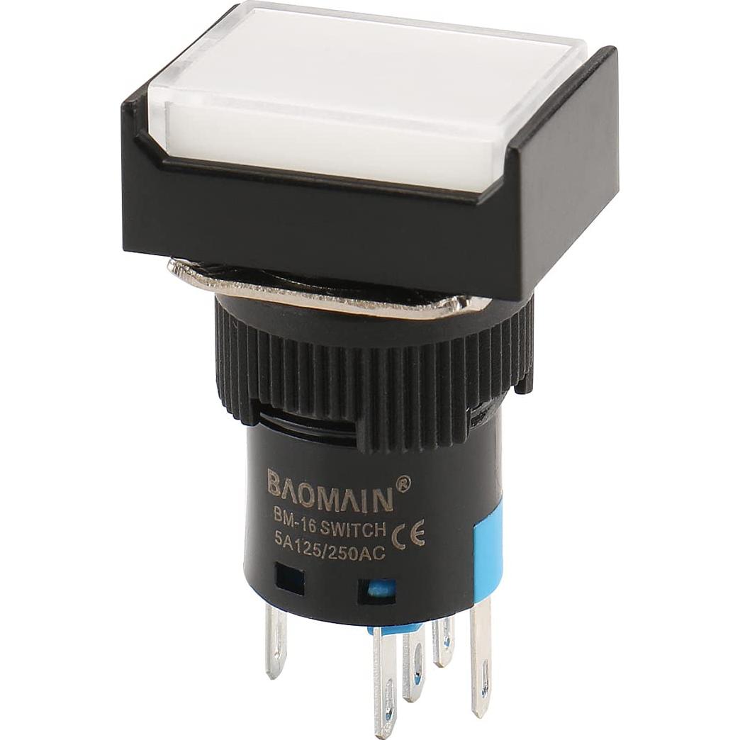 Interruptor de Botón Momentáneo Baomain 16mm 5 Pines DC 12V