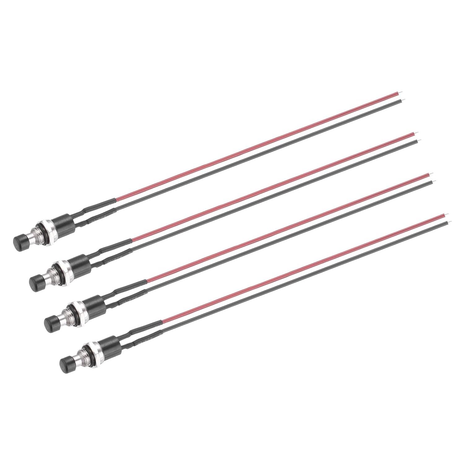Interruptor de Botón Mini MECCANIXITY 4 Pcs 3A 250V SPST Negro