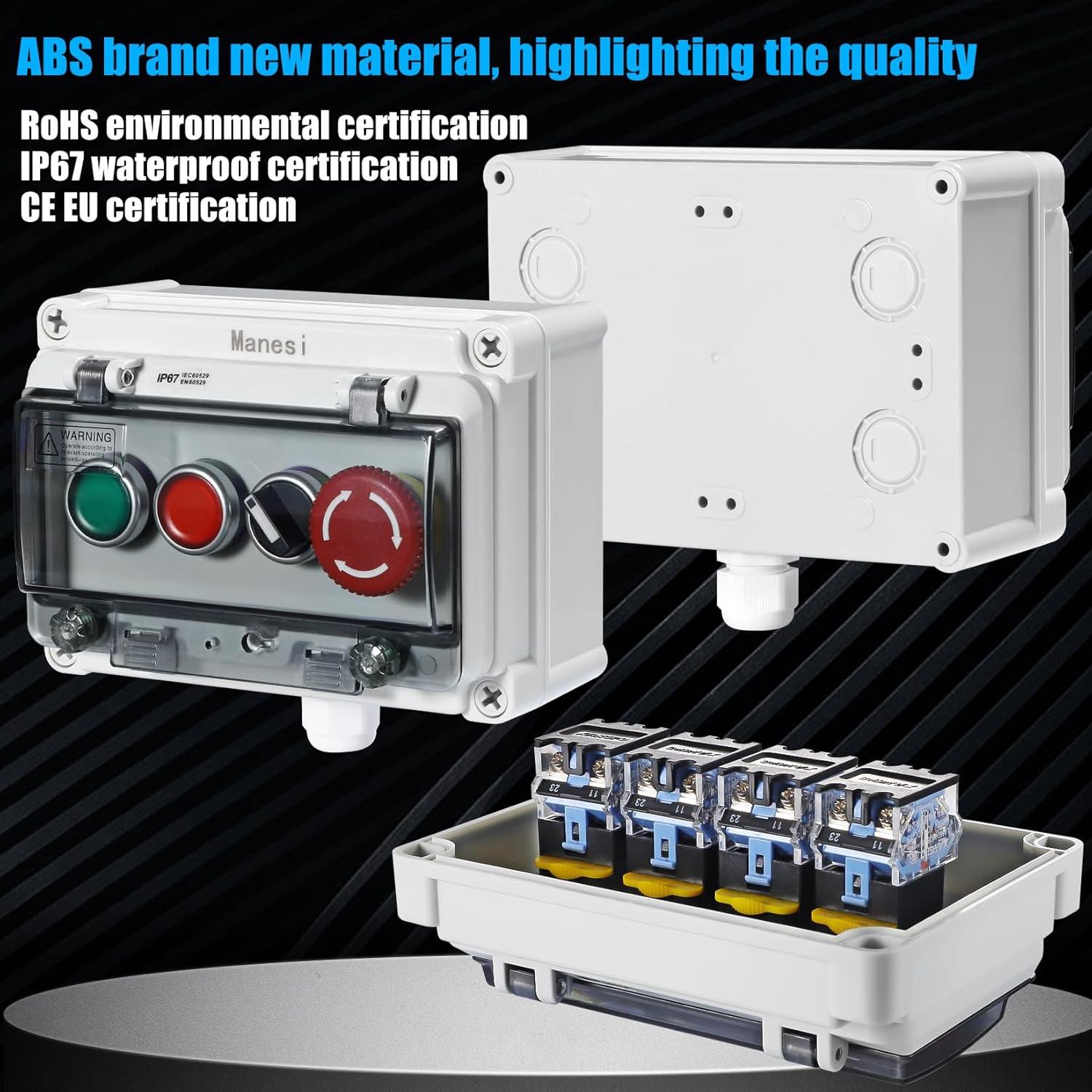 Caja de Interruptor IP67 Manesi con Botones Rojo y Verde