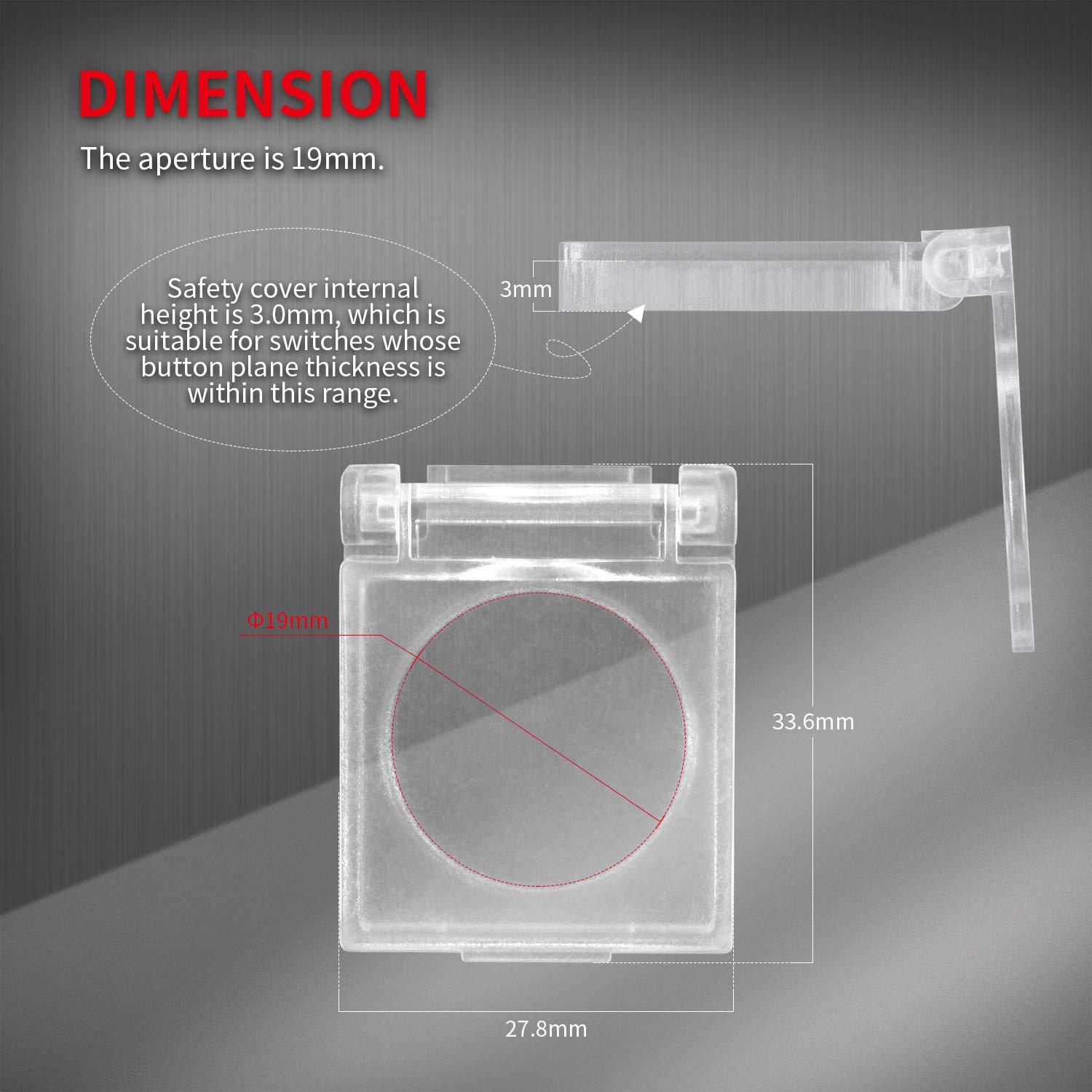 Cubierta de Botón de Poder 19mm DaierTek Transparente - 3 Piezas