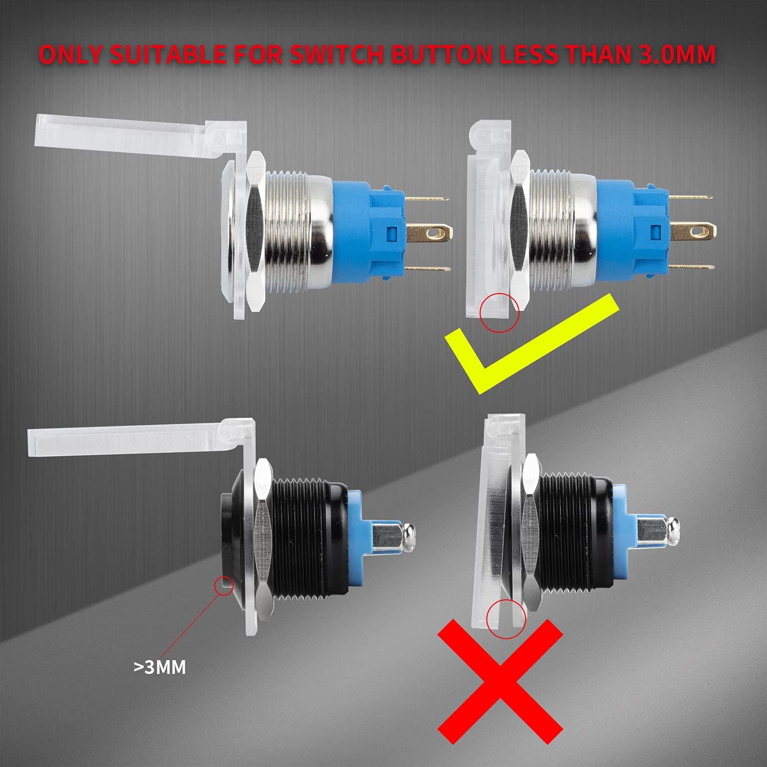 Cubierta de Botón de Poder 19mm DaierTek Transparente - 3 Piezas