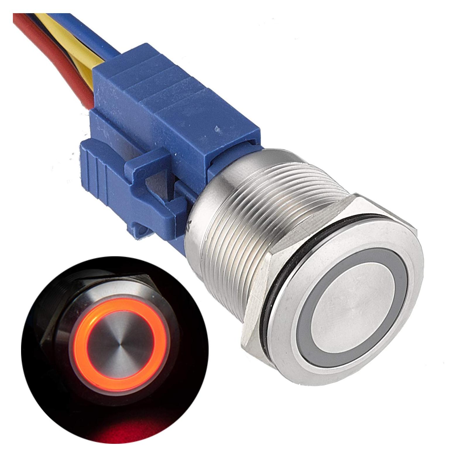 Interruptor de Botón de Presión APIELE 22mm Rojo IP65