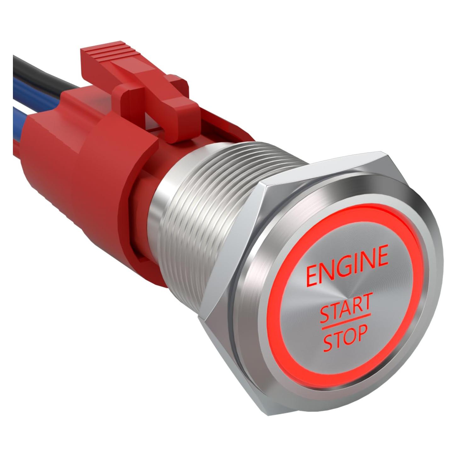 Interruptor de Arranque por Pulsador APIELE 12V con LED Rojo