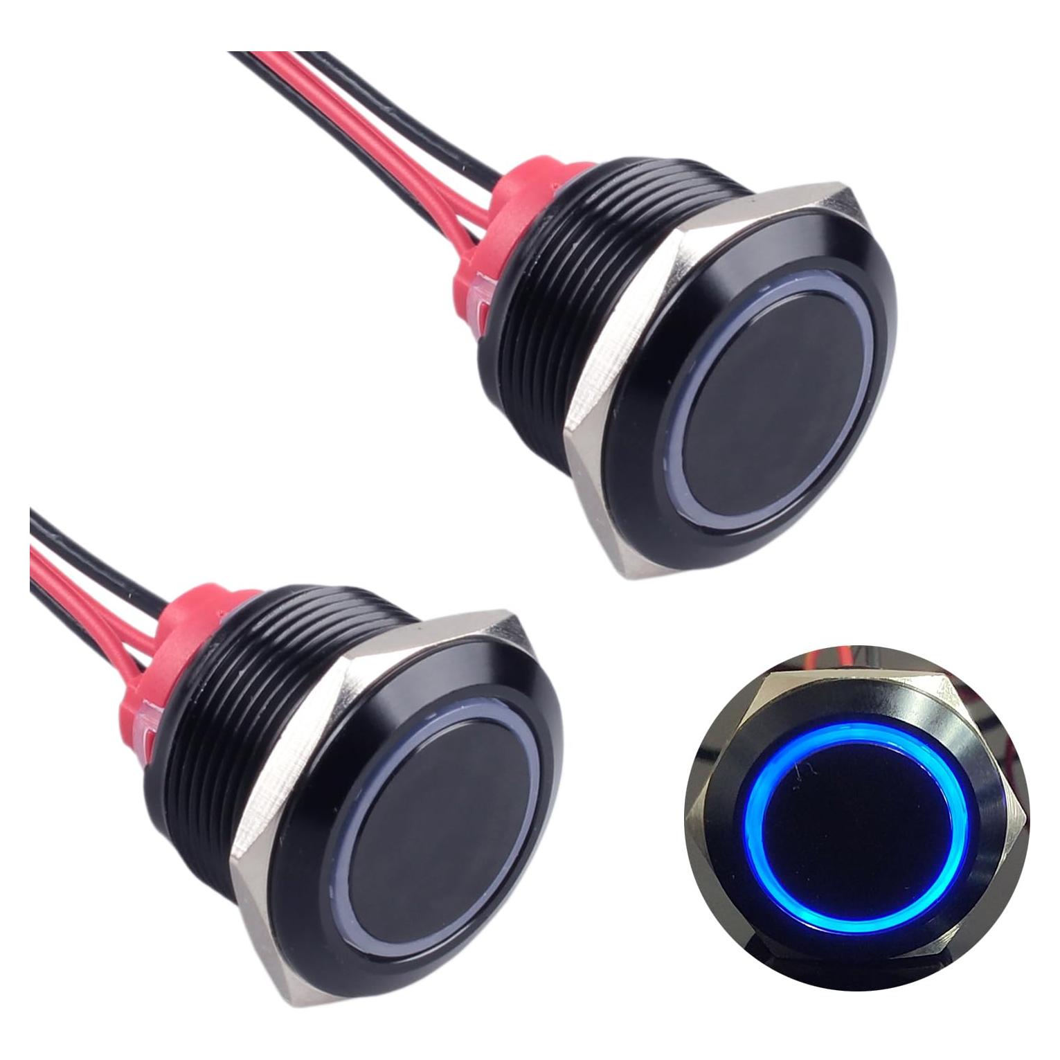 Interruptor Momentáneo 22mm DMWD Metal Impermeable 7Amp 12-24V