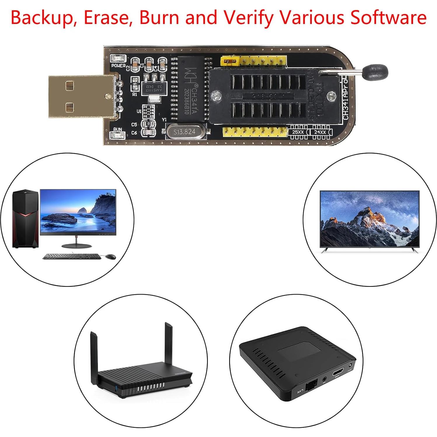 Clip de Prueba SOIC8 SOP8 JUZITAO + Programador USB CH341A