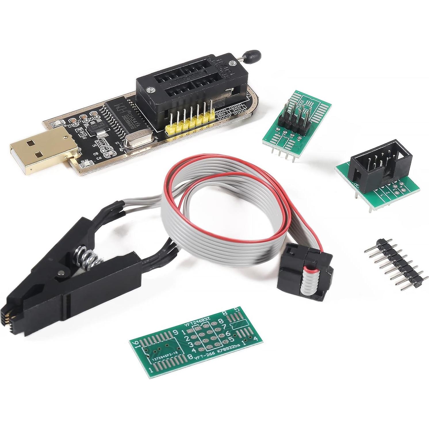 Clip de Prueba SOIC8 SOP8 JUZITAO + Programador USB CH341A