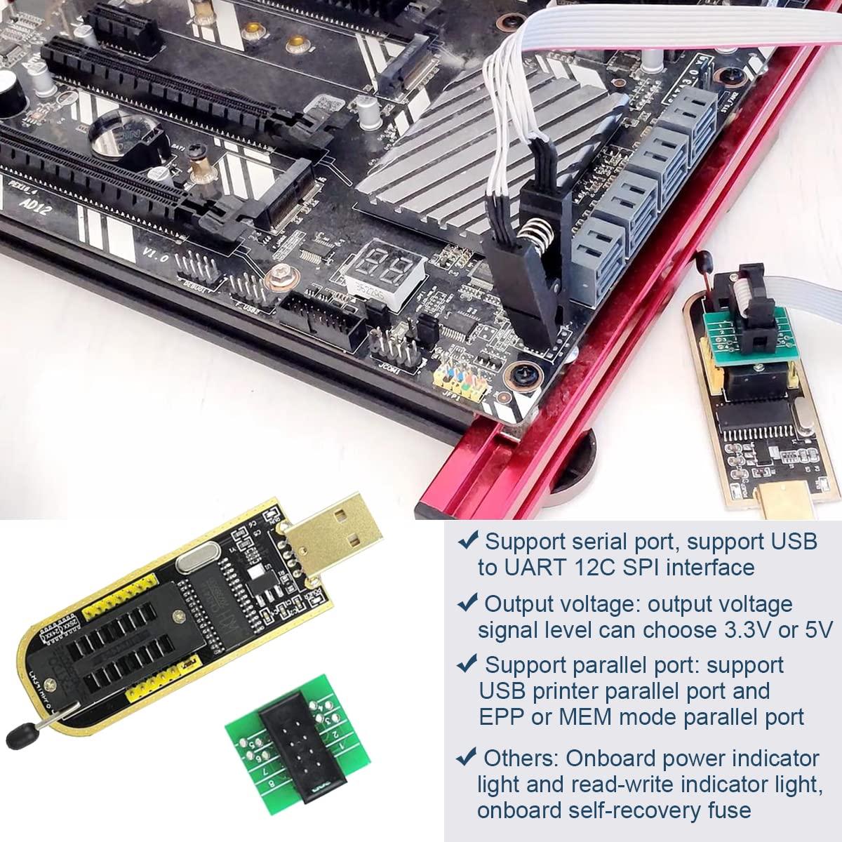 Programador USB CH341A para EEPROM Flash BIOS 24 25 con Clip SOIC8