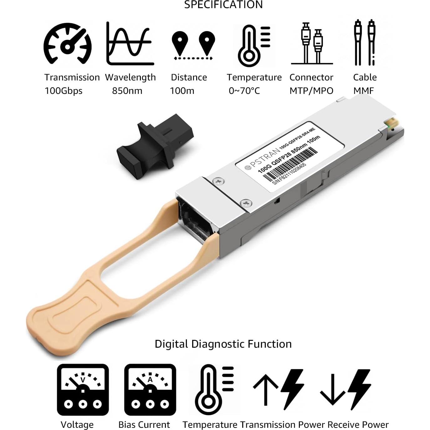 Módulo Transceptor Óptico QSFP28 100GBASE-SR4 OPSTRAN 100m