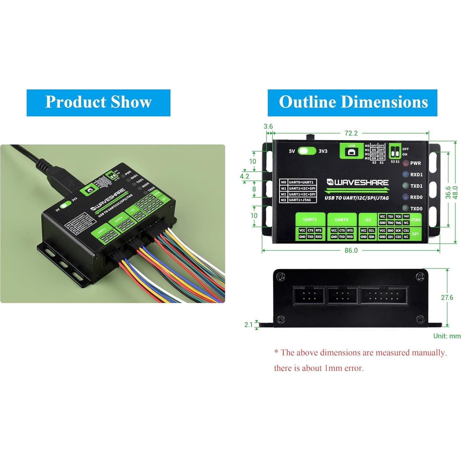 Convertidor USB a UART I2C SPI JTAG Wonrabai 9g