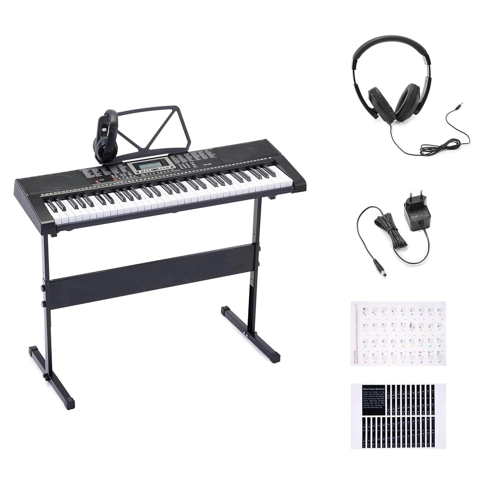 Piano Eléctrico Amazon Basics JK 80 con 61 Teclas y Altavoces