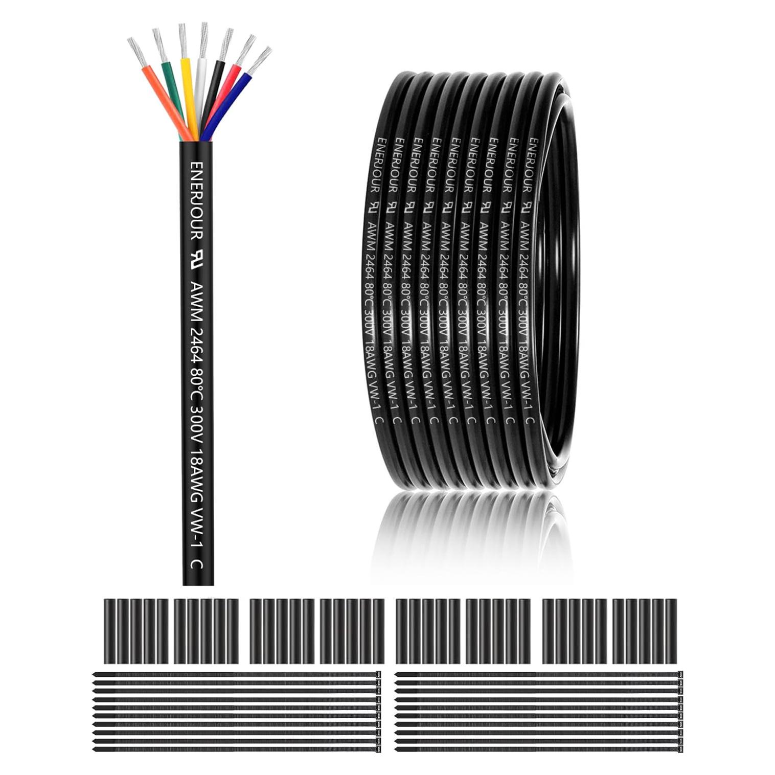 Cable eléctrico 18 AWG 7 conductores ENERJOUR 30.48m para LED
