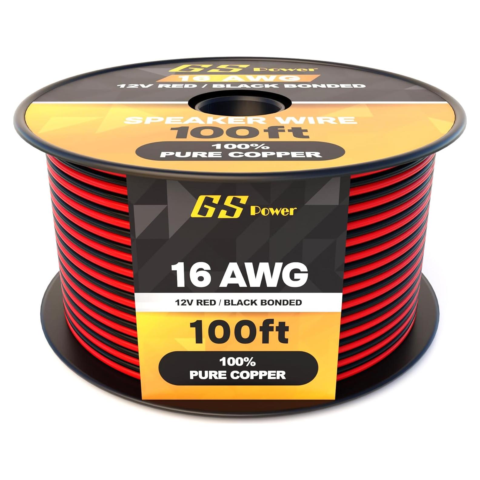 Cable eléctrico de cobre 16 AWG GS Power 30.48m rojo/negro