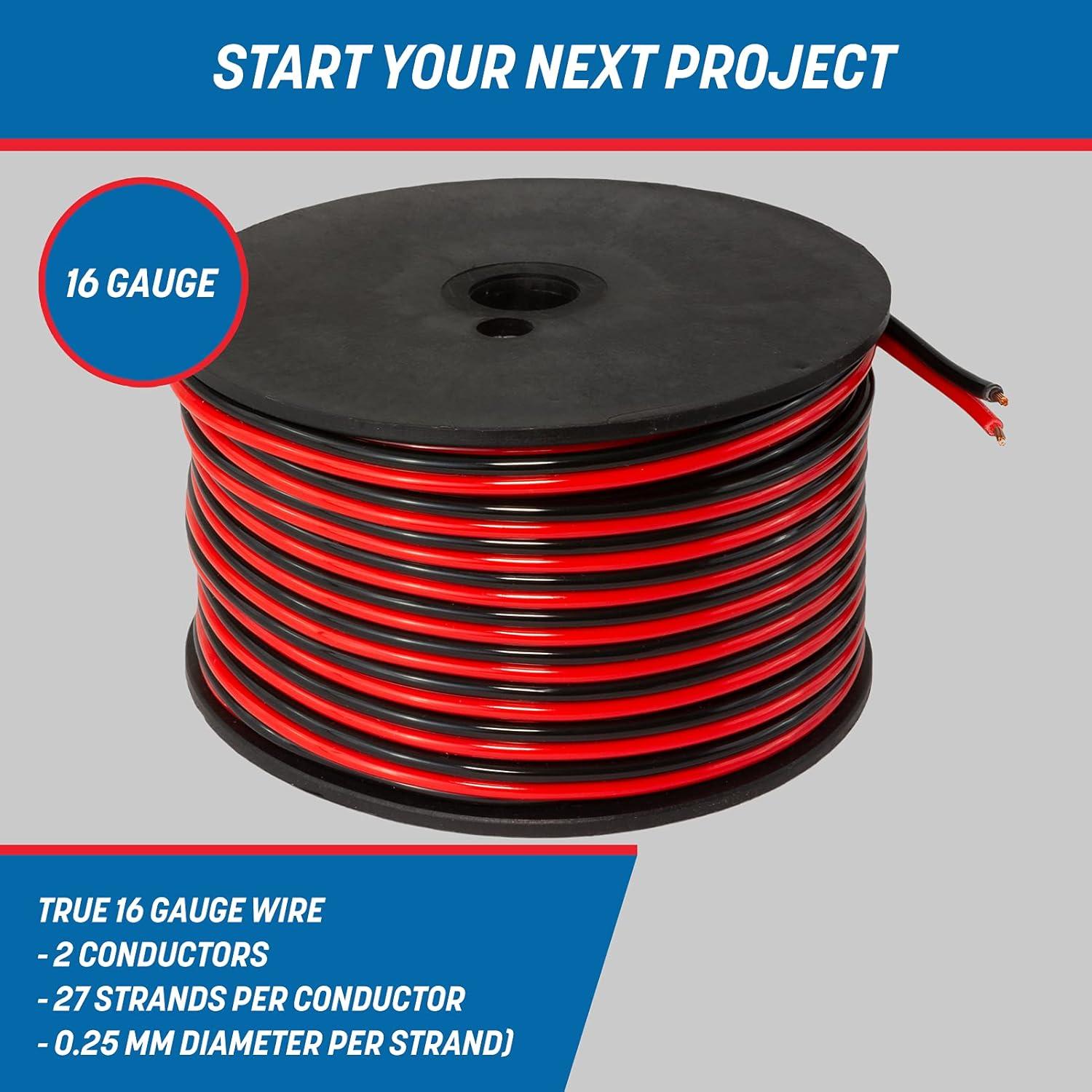 Cable eléctrico de cobre 16 AWG GS Power 30.48m rojo/negro