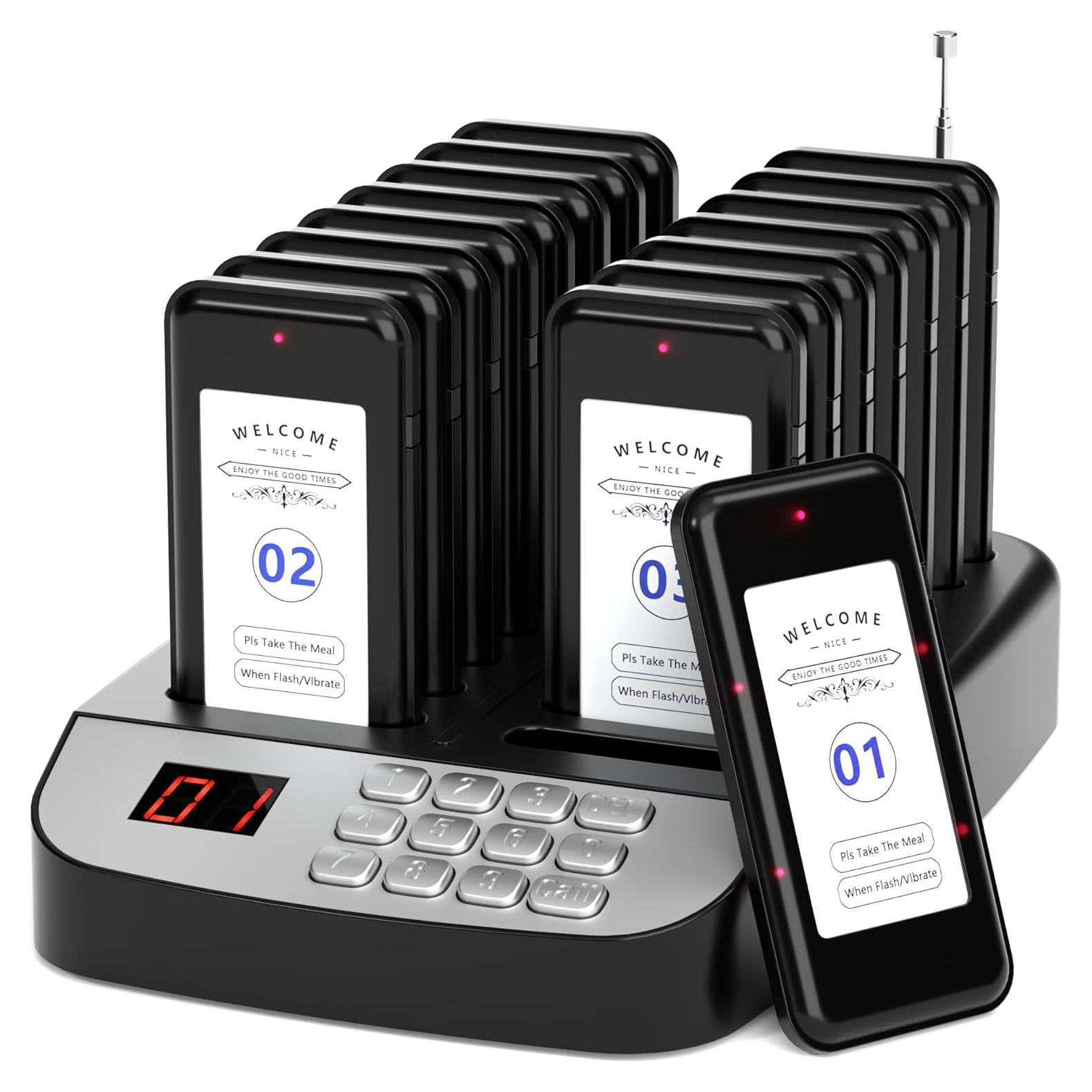 Sistema de Pagers Inalámbrico Genérico 16-Buzzer LCD 500m