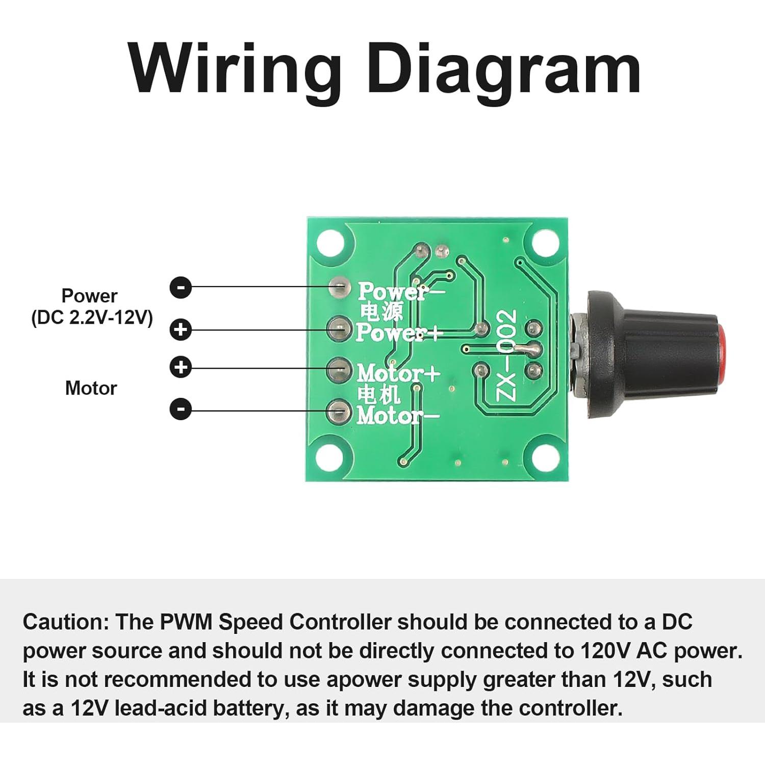 Controlador de Velocidad PWM Z.Hen 1.8V-12V 2A 30W - 2 Pcs