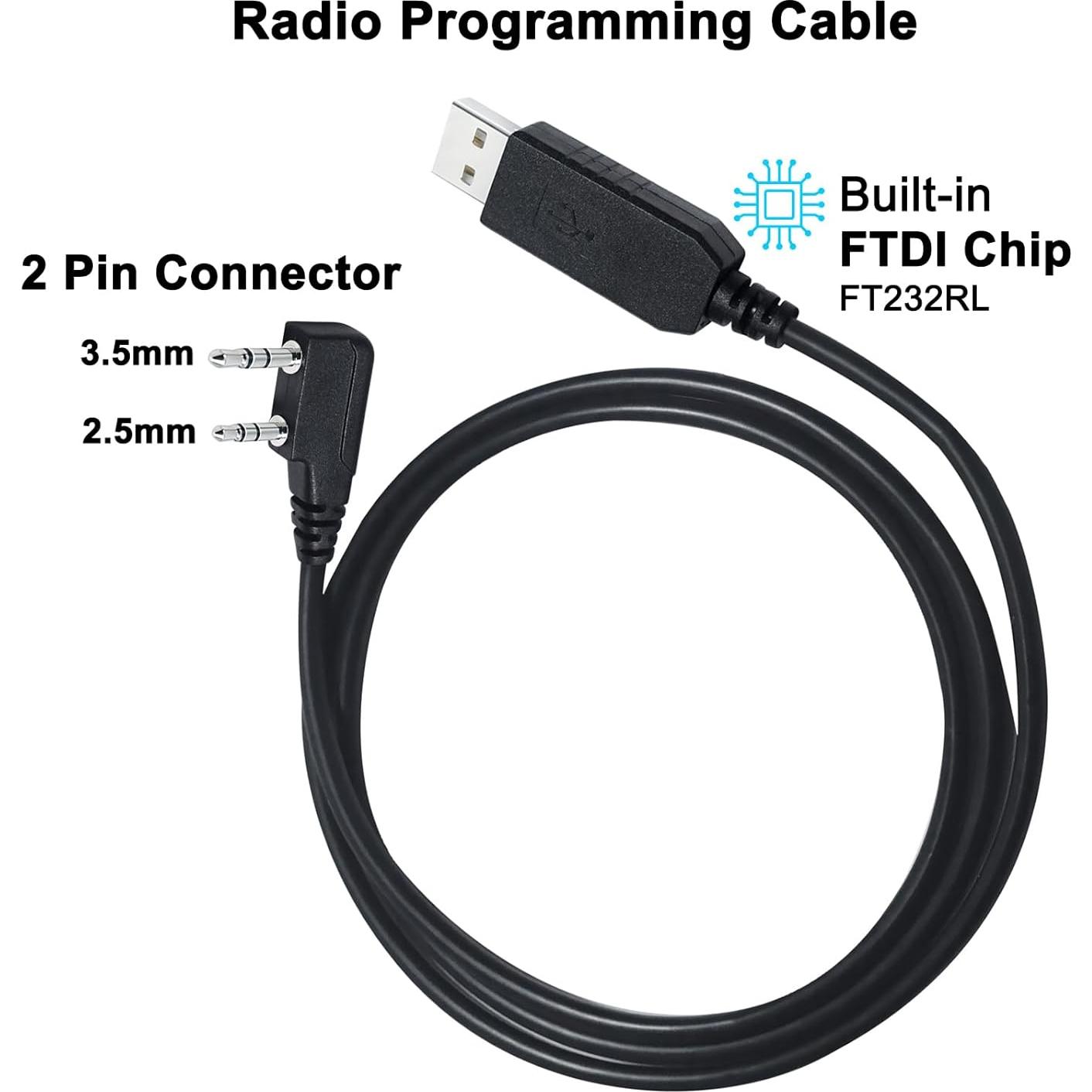 Cable de Programación USB FTDI 0.91m para Baofeng Kenwood