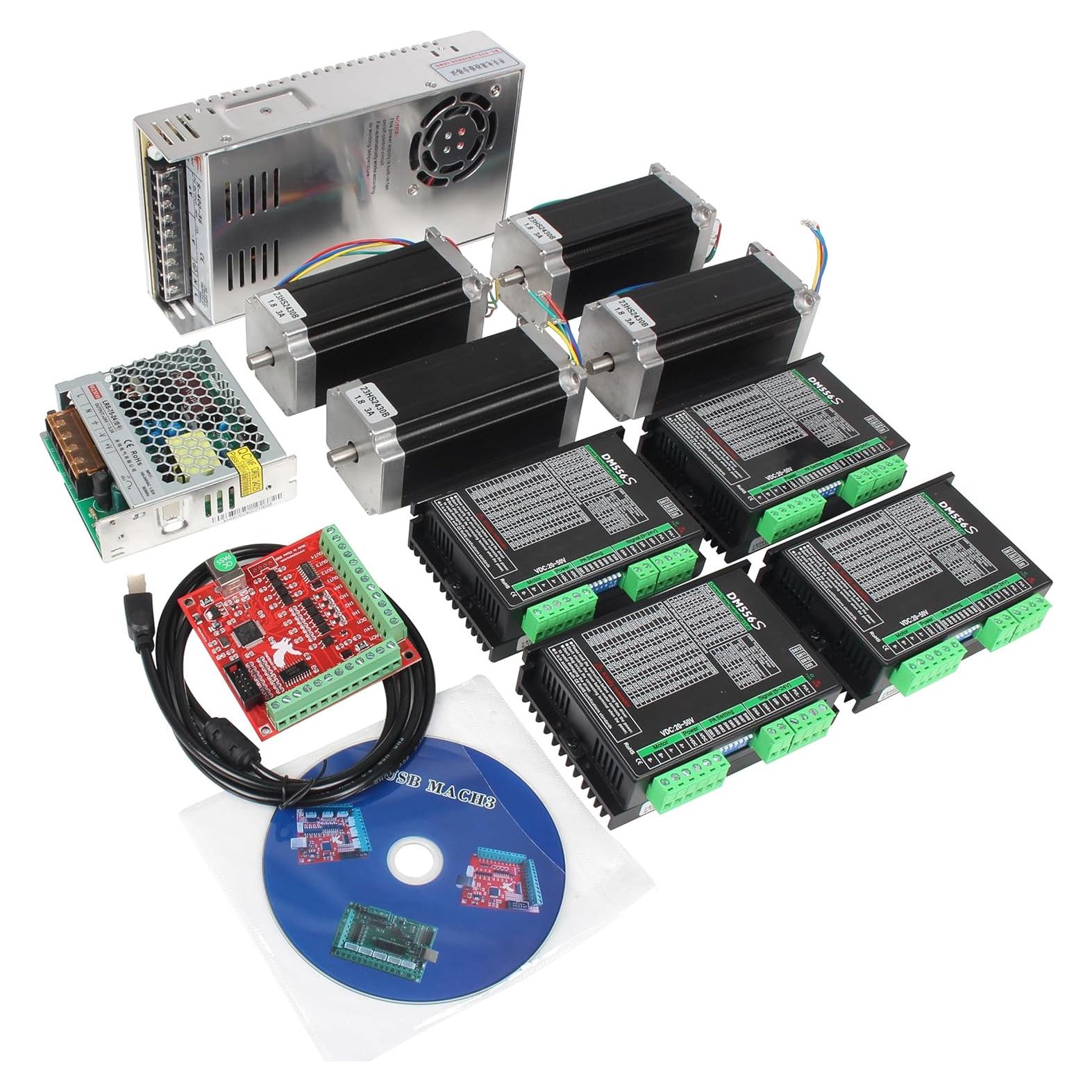 Kit Motor Paso a Paso Nema23 RATTMMOTOR 3 Ejes 2.98Nm USB Mach3