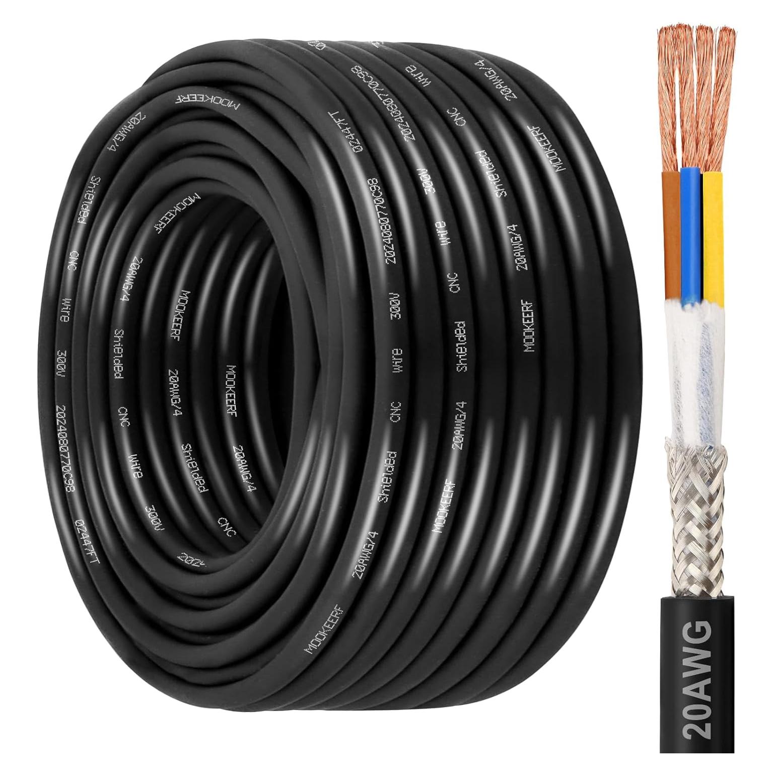 Cable Blindado 4 Conductores 20 AWG MOOKEERF 30.48m Cobre Puro