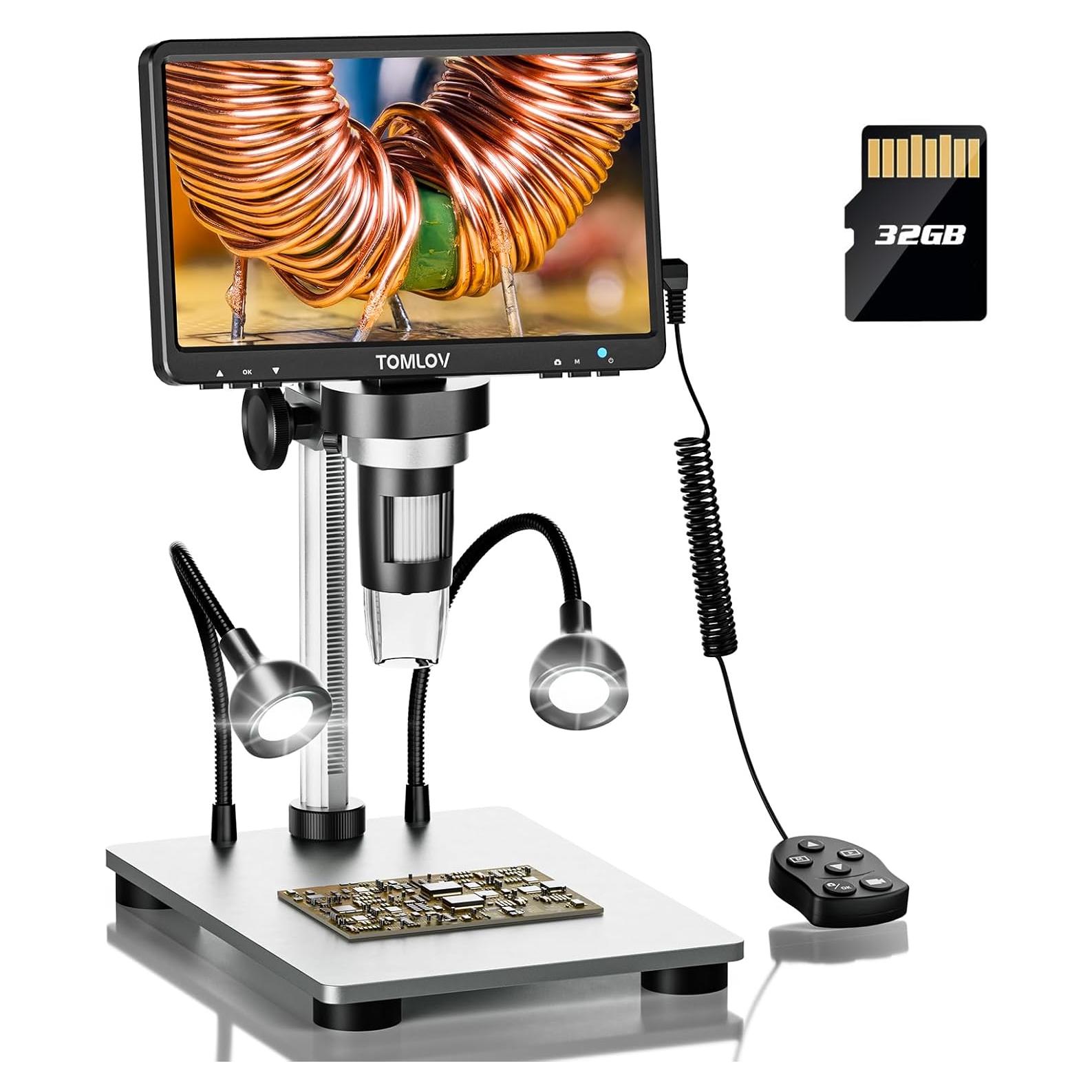 Microscopio Digital TOMLOV DM9 12MP 1080P 1200X Plata